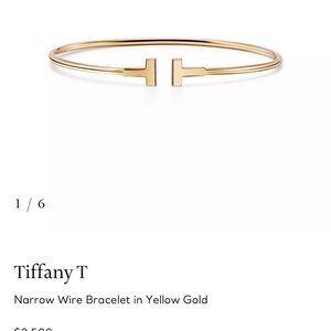 Tiffany & Co. T Narrow Wire Bracelet in Yellow Gold
